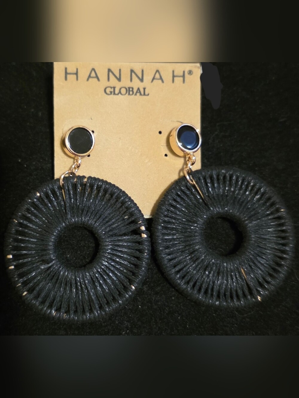 Black Wrapped Circle Drop Earrings